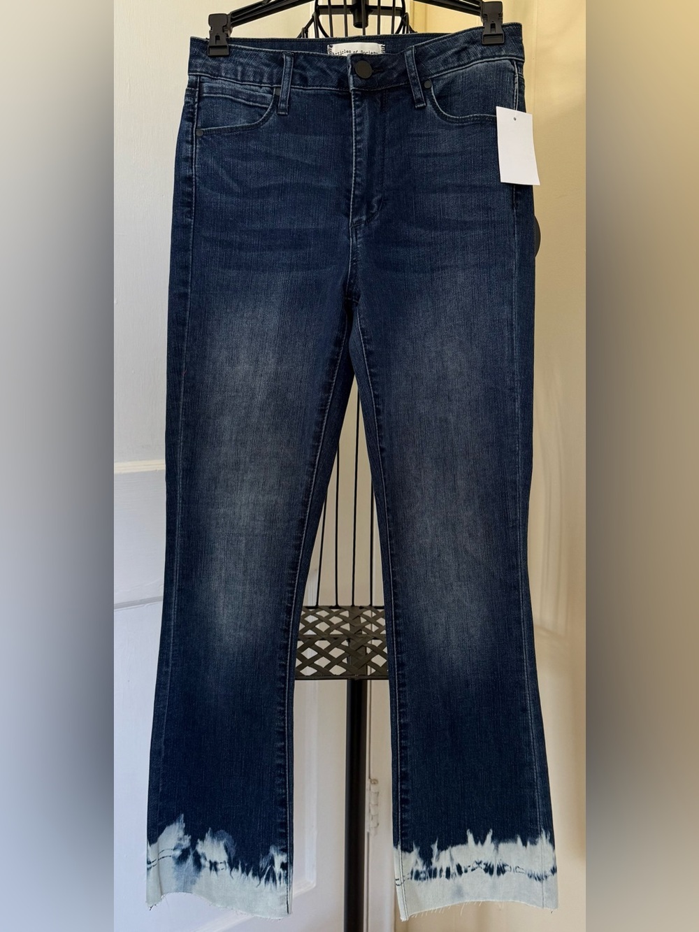 Articles of Society London High Rise Jeans | Dark Wash Tie Dye Hem | Size 25 NWT